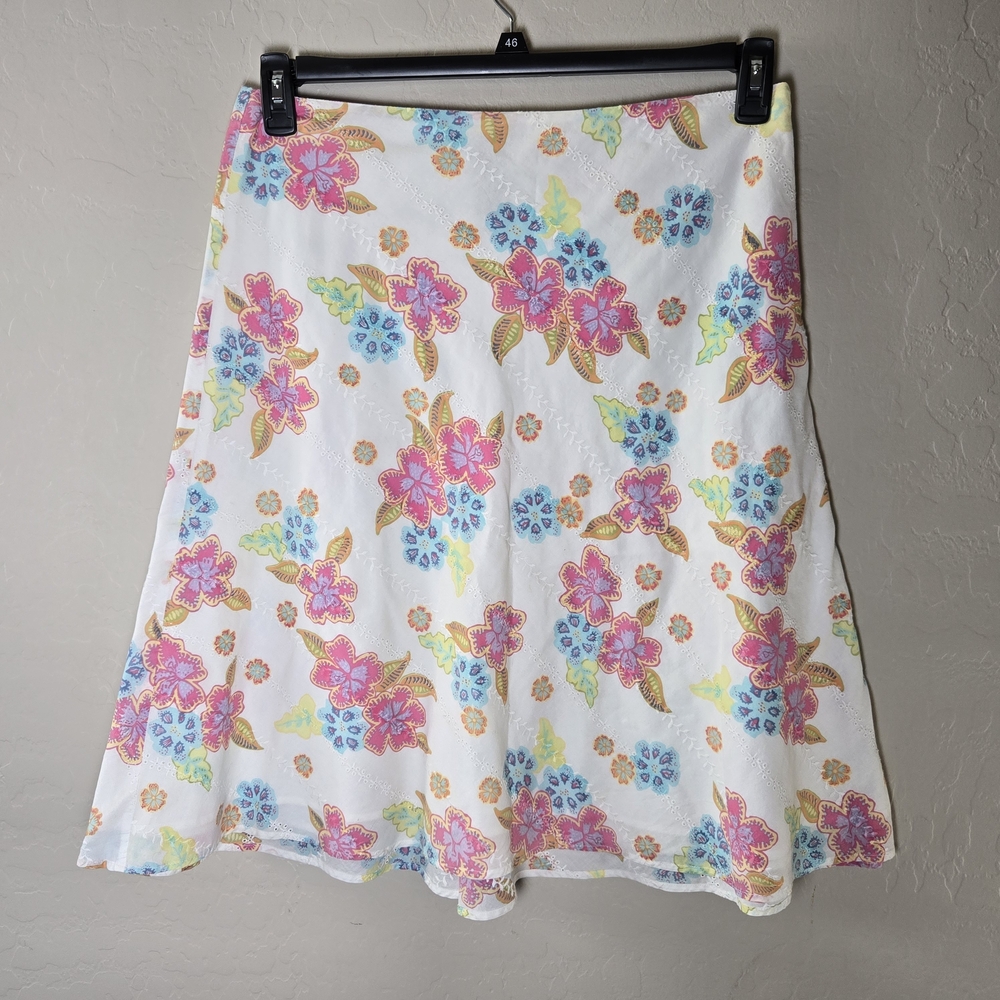 Vintage Y2K Sigrid Olsen Sport Floral Midi Skirt Size 12 Boho Cottagecore